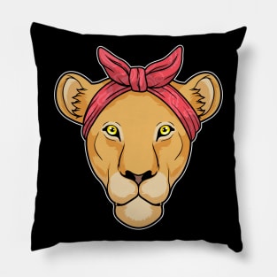 Lioness with Ribbon red Pillow