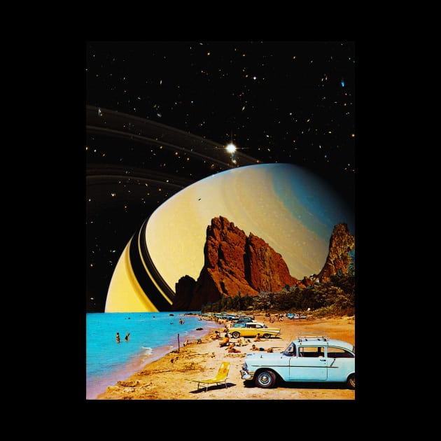 Vacation Days - Space Collage, Retro Futurism, Sci Fi by jessgaspar