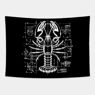 Lobster blueprint design Tapestry