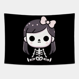 Cute Kawaii Ghost Skeleton | Spooky Halloween Skeleton Design for Girls Tapestry