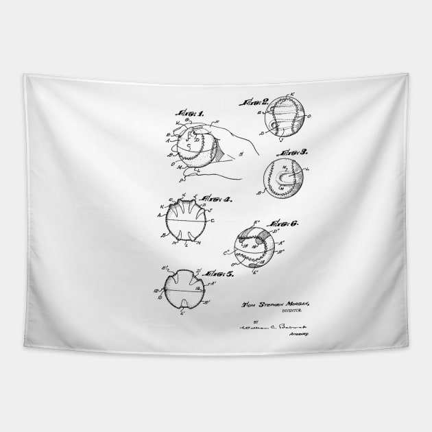 Baseball Training Device Vintage Patent Hand Drawing Tapestry by TheYoungDesigns