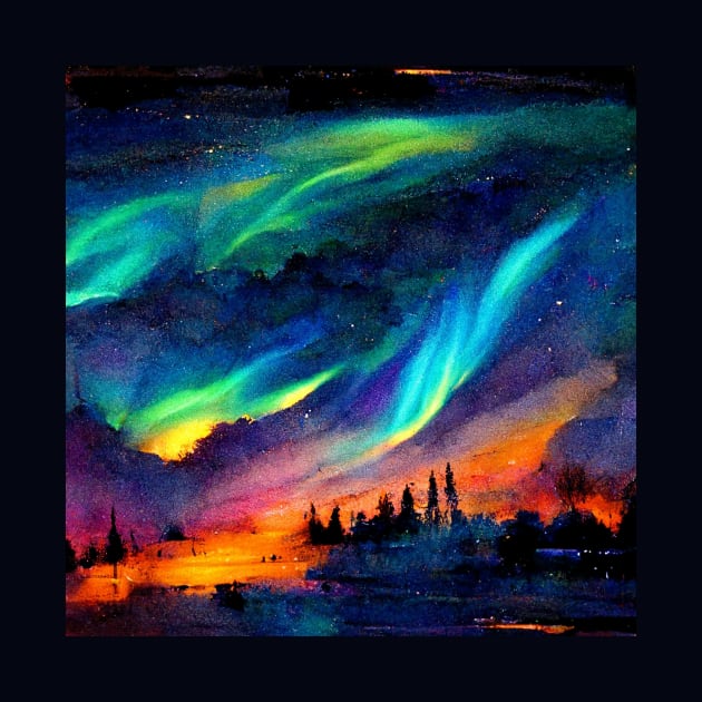 Rainbow Aurora Borealis by Moon Art