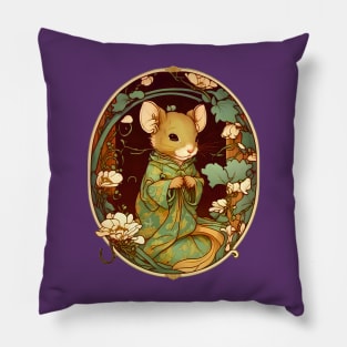 Cute Anthropomorphic Mouse In A Robe Pillow