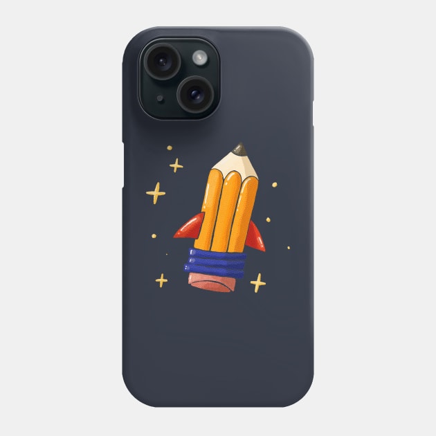 Pencil Rocket Phone Case by Tania Tania