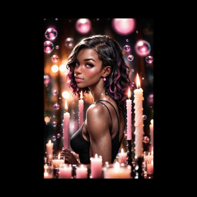 Super Hot Anime Woman of Color with Candles by FurryBallBunny