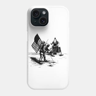 Astronaut Putting the American Flag On the Moon Phone Case