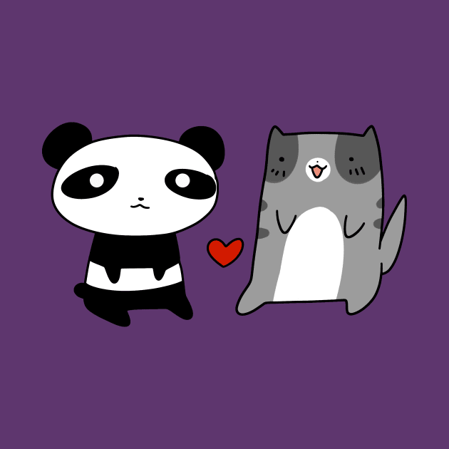 Panda and Blue Cat Love by saradaboru