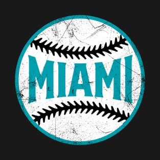 Miami Retro Baseball - Black T-Shirt