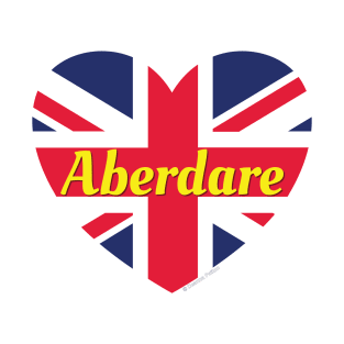 Aberdare Wales UK British Flag Heart T-Shirt