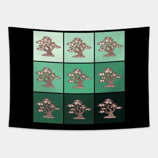 Vintage Bonsai Tree Japanese Zen Buddhist Pop Art 421 Tapestry