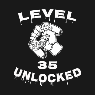 Level 35 Unlocked - Funny Mens 35th Birthday Gamer T-Shirt