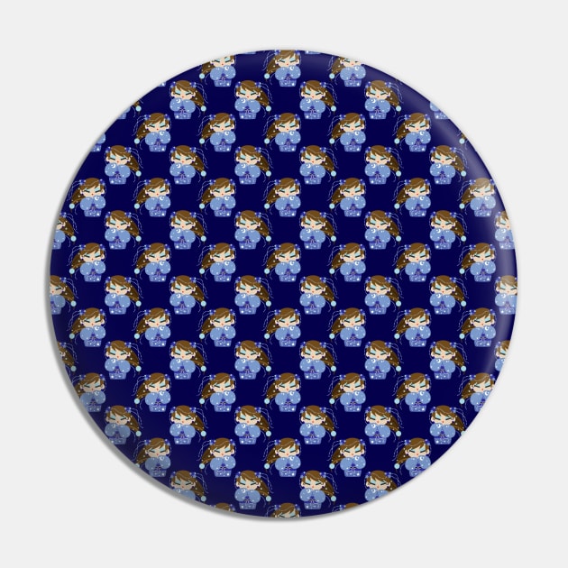 Moon Kokeshi Pattern Pin by saradaboru