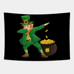 Dabbing Leprechaun St. Patricks Day Clover Shamrock Tapestry