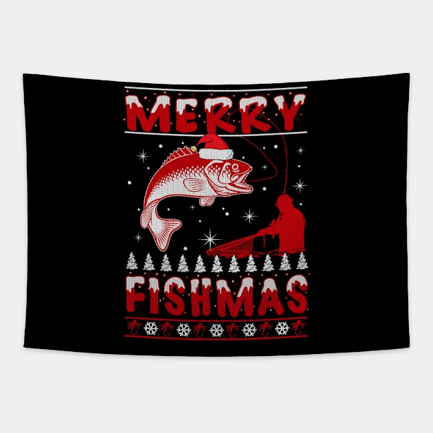 Merry Fishmas Tapestry by TeeLand