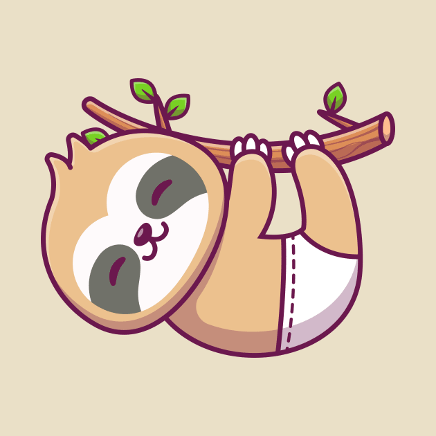 Baby Sloth Hanging On Tree And Wearing Underwear by Catalyst Labs