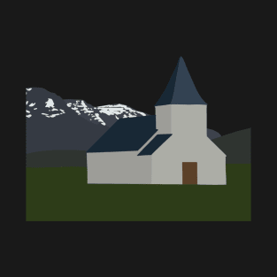 Nature church castle in the mountains Iceland T-Shirt