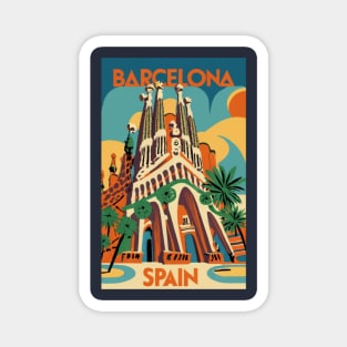 A Vintage Travel Art of Barcelona - Spain Magnet