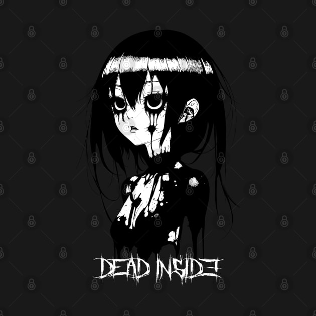 Dead Inside Girl Black and White Art by DeathAnarchy
