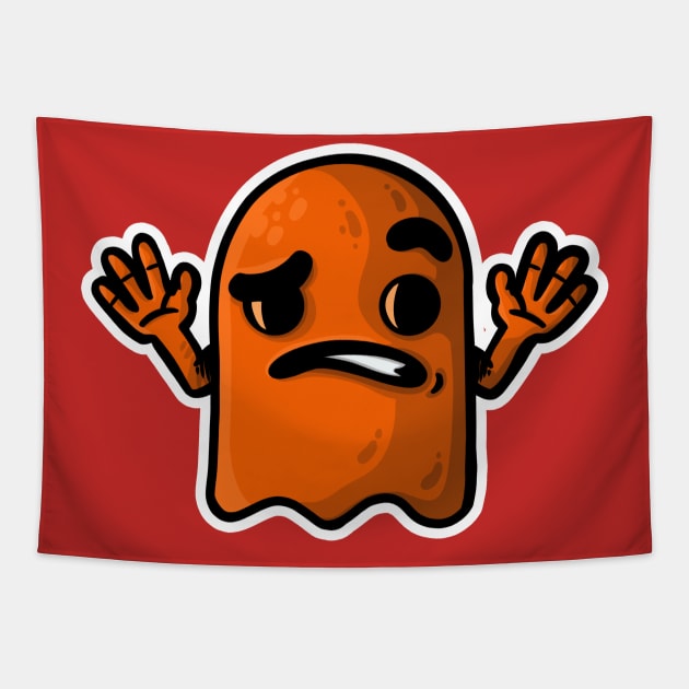 confused little orange ghost w Tapestry by manuvila