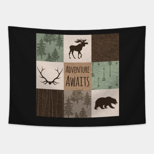 Adventure Awaits Patchwork - Green And Brown Tapestry