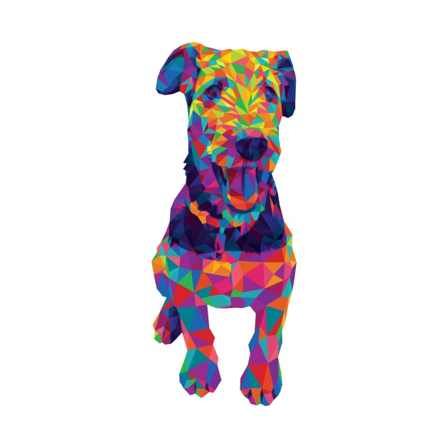 Rainbow Geometric Airedale Terrier by polliadesign