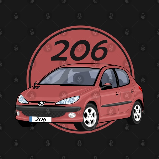 car peugeot 206 sporty cartoon vector red maroon by creative.z