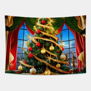 Magnificent Christmas Tree in a Window Tapestry