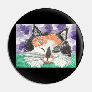 Cute Calico kitten cat face Pin