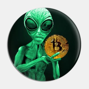 Alien Bitcoin Collectors Mars Invasion Sci-fi Pin