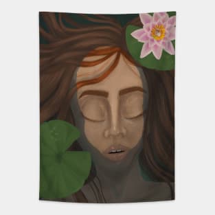 Lotus flower girl - meditation Tapestry