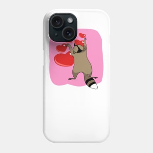 Raccoon in love Phone Case