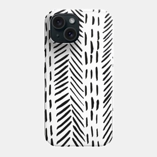 Abstract herringbone pattern - black Phone Case