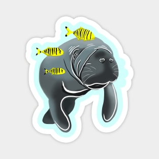 Dugong and Golden Trevally Fishes Magnet