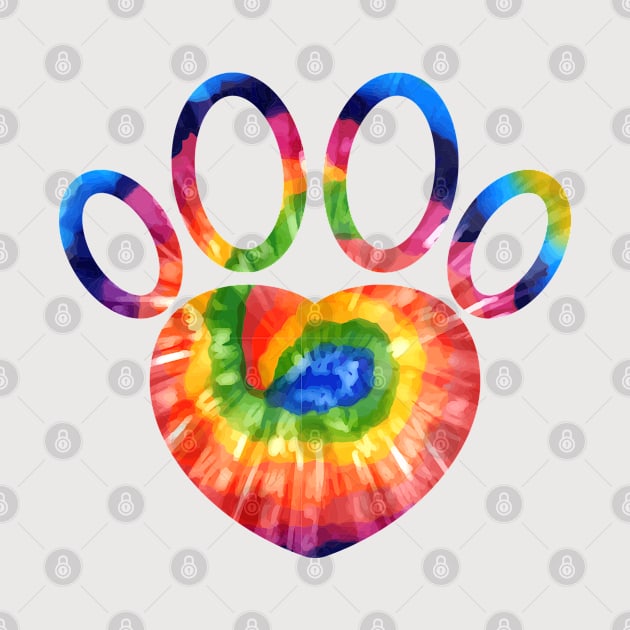 Dog Paw Tie Dye Cat Paw Print Animal Lover Birthday Tee Gift by kaza191