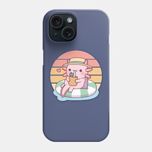 Cute Axolotl Chilling On Pool Float Summer Vibes Phone Case