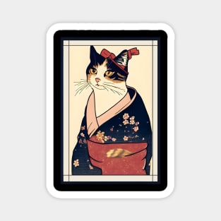 Cat japanese with kimono vintage Magnet