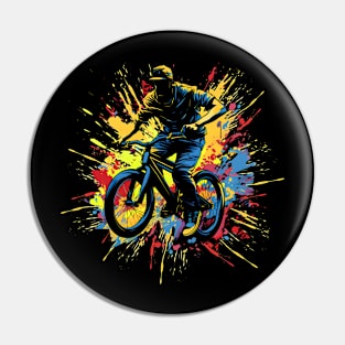 BMX Bike rider Paint splatter Style Design Pin