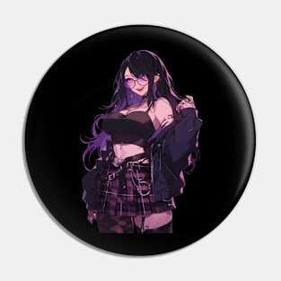 Gothic Japanese Anime Girl Violet Pin