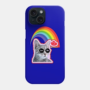 Rainbow LOVE YOU Cat Phone Case