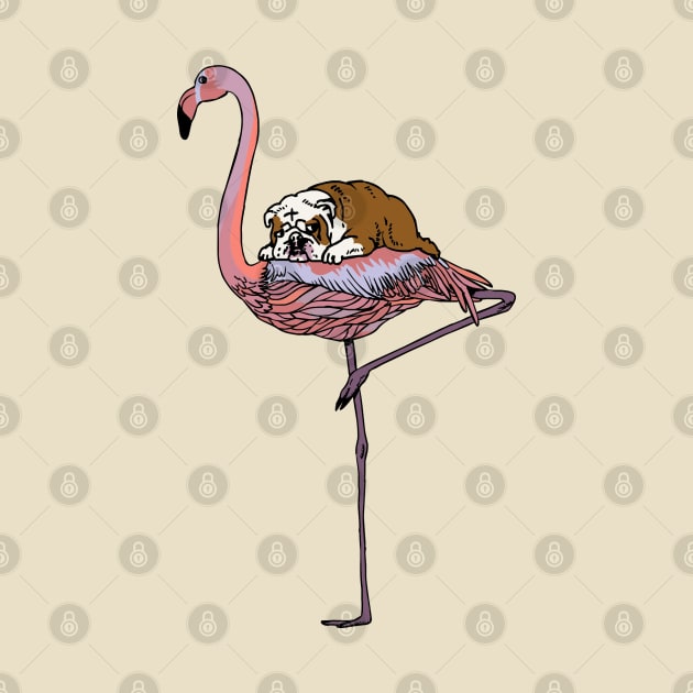 Flamingo and English Bulldog by huebucket