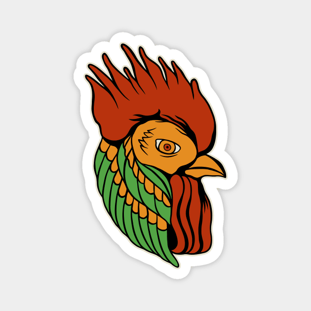 Rooster Flash Tattoo Magnet by growingartwork