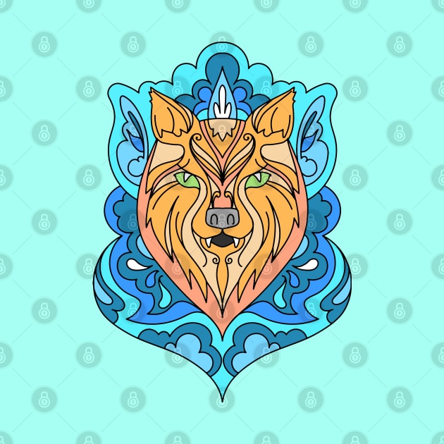 Wolf Mandala Spirit Animal by Mey Designs