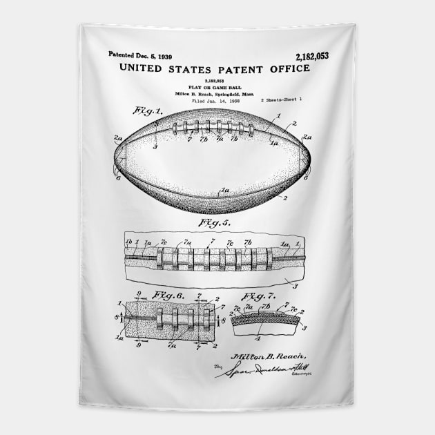 Football Ball Patent Black Tapestry by Luve