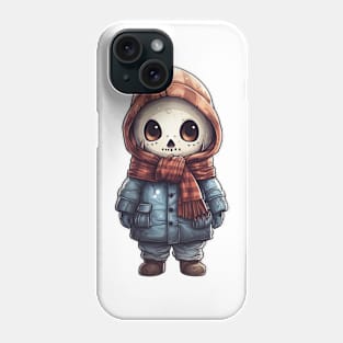 Smiling ghoulish skull in mask, with cape and hood, scary mask ! halloween ! Phone Case