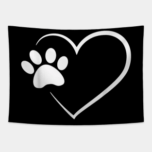 Dog Paw Heart - Dog Lover Gift for Dog Moms Tapestry