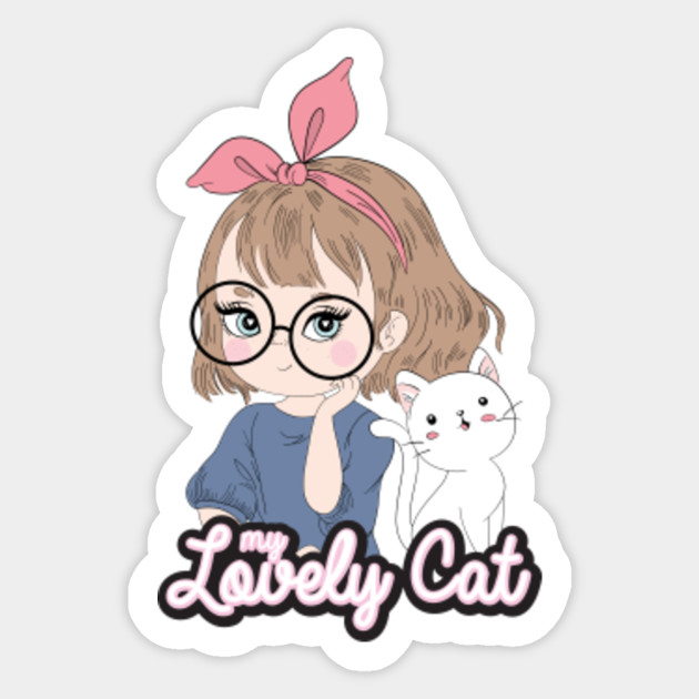 Watercolor Cute Girl With Lovely Kitty Watercolor Girl And Cat