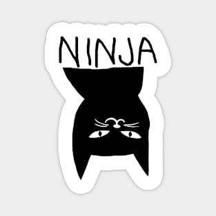 "Ninja Cat" Funny Hand-Drawn T-Shirt | Playful Feline Twist on the Ninja Theme Magnet