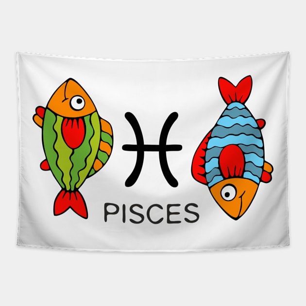 Fish. Horoscope Tapestry by Frenzy Fox