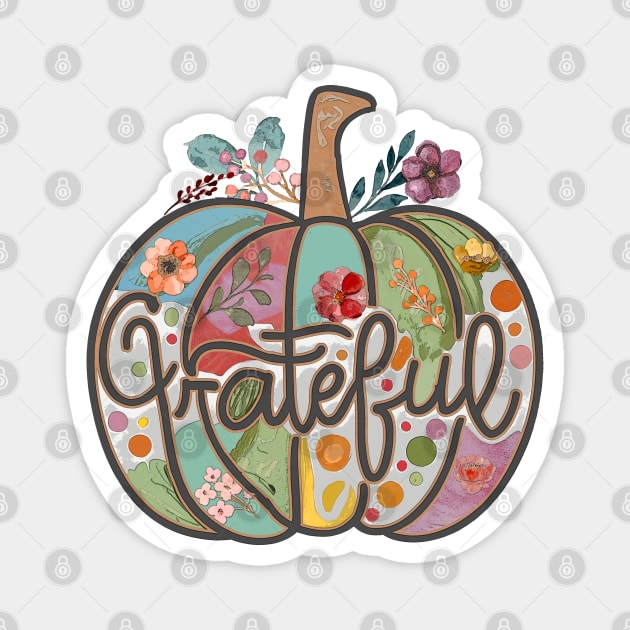 Grateful Pumpkin Fall Flower Country Hippie Art Magnet by TeeCreations