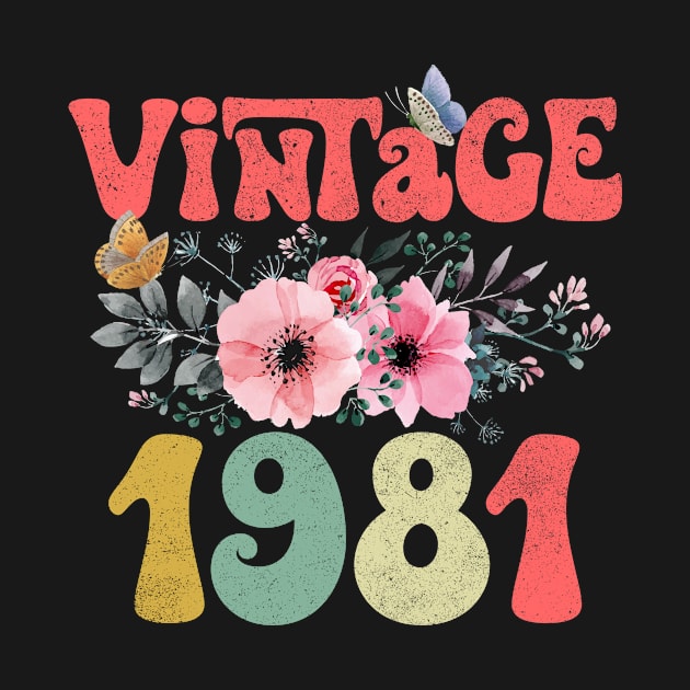 Vintage 1981 Floral Retro Groovy 42nd Birthday by Kens Shop